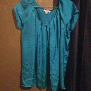 SOLD Silk peacock blue blouse